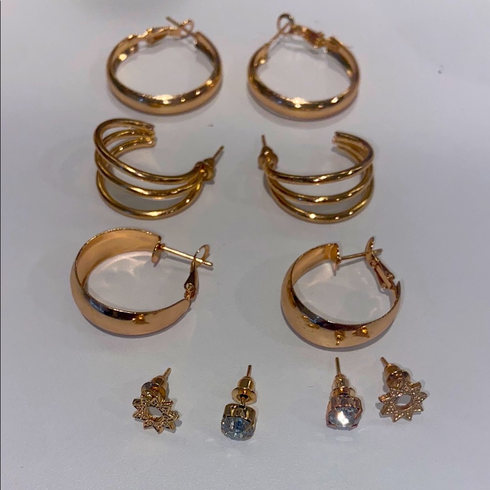 Elegant Gold Hoop and Stud Earring Set